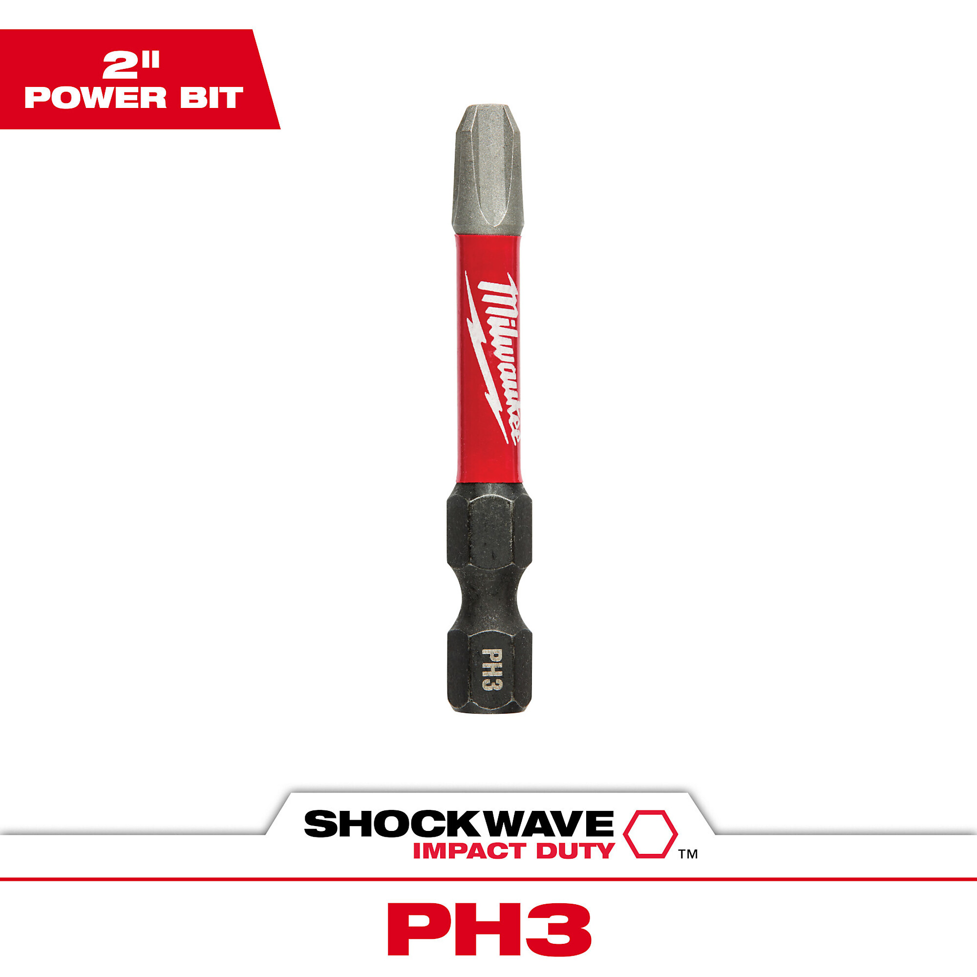 Milwaukee Shockwave Impact Duty Driver Bit, 2in., Phillips #3, Model# 48-32-4463